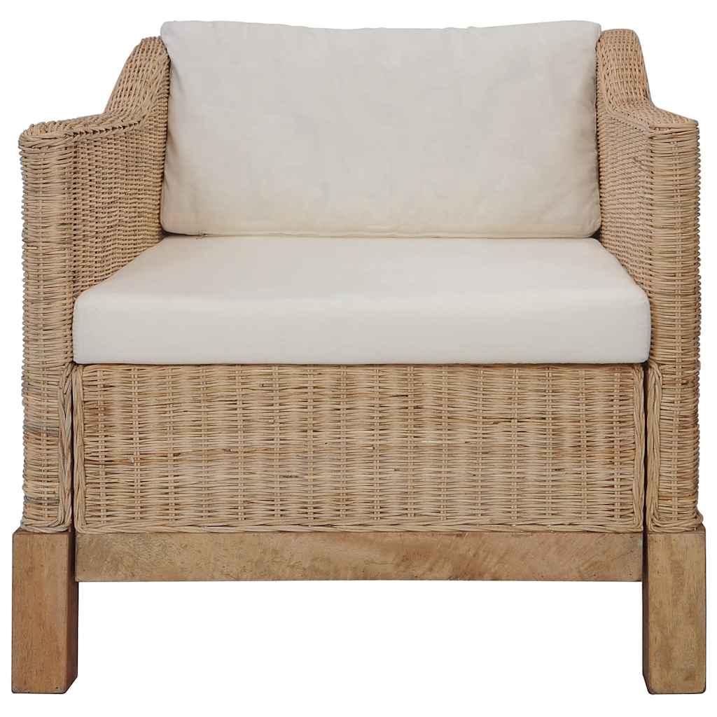 vidaXL 2-częściowy zestaw wypoczynkowy z poduszkami, naturalny rattan