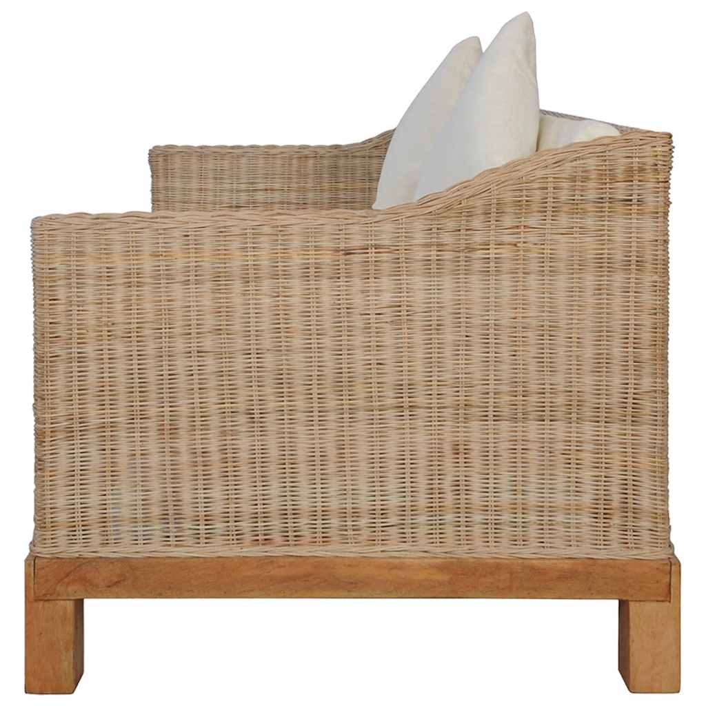 vidaXL 2-częściowy zestaw wypoczynkowy z poduszkami, naturalny rattan