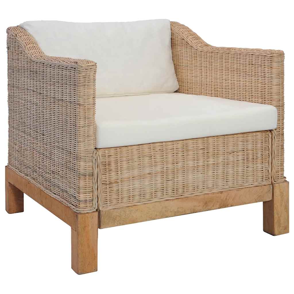 vidaXL 2-częściowy zestaw wypoczynkowy z poduszkami, naturalny rattan