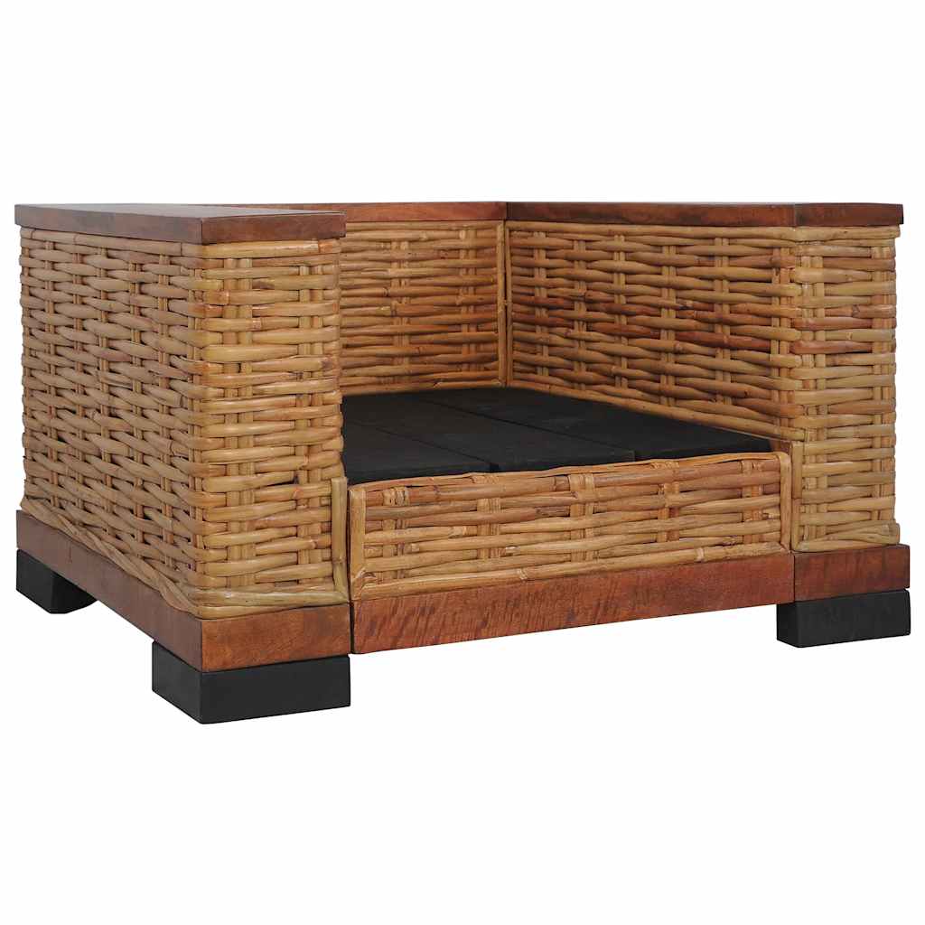 vidaXL 2-cz. zestaw wypoczynkowy, poduszki, brązowy, naturalny rattan