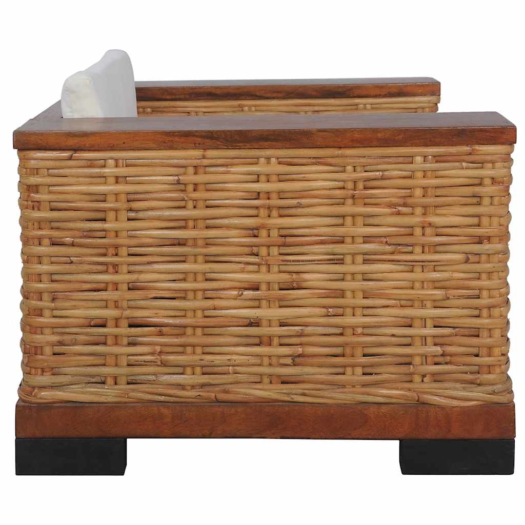 vidaXL 2-cz. zestaw wypoczynkowy, poduszki, brązowy, naturalny rattan