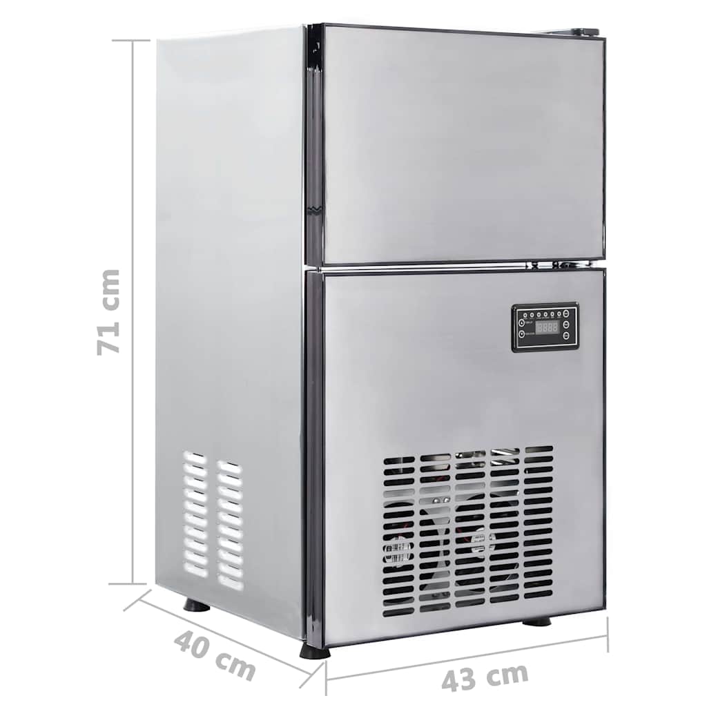 vidaXL Producent kostek lodu Srebrny 43 x 40 x 71 cm Stal nierdzewna