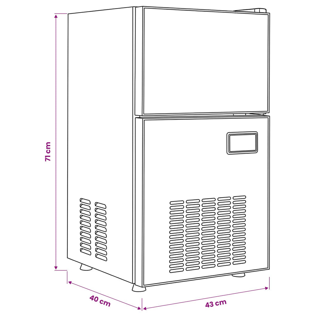 vidaXL Producent kostek lodu Srebrny 43 x 40 x 71 cm Stal nierdzewna