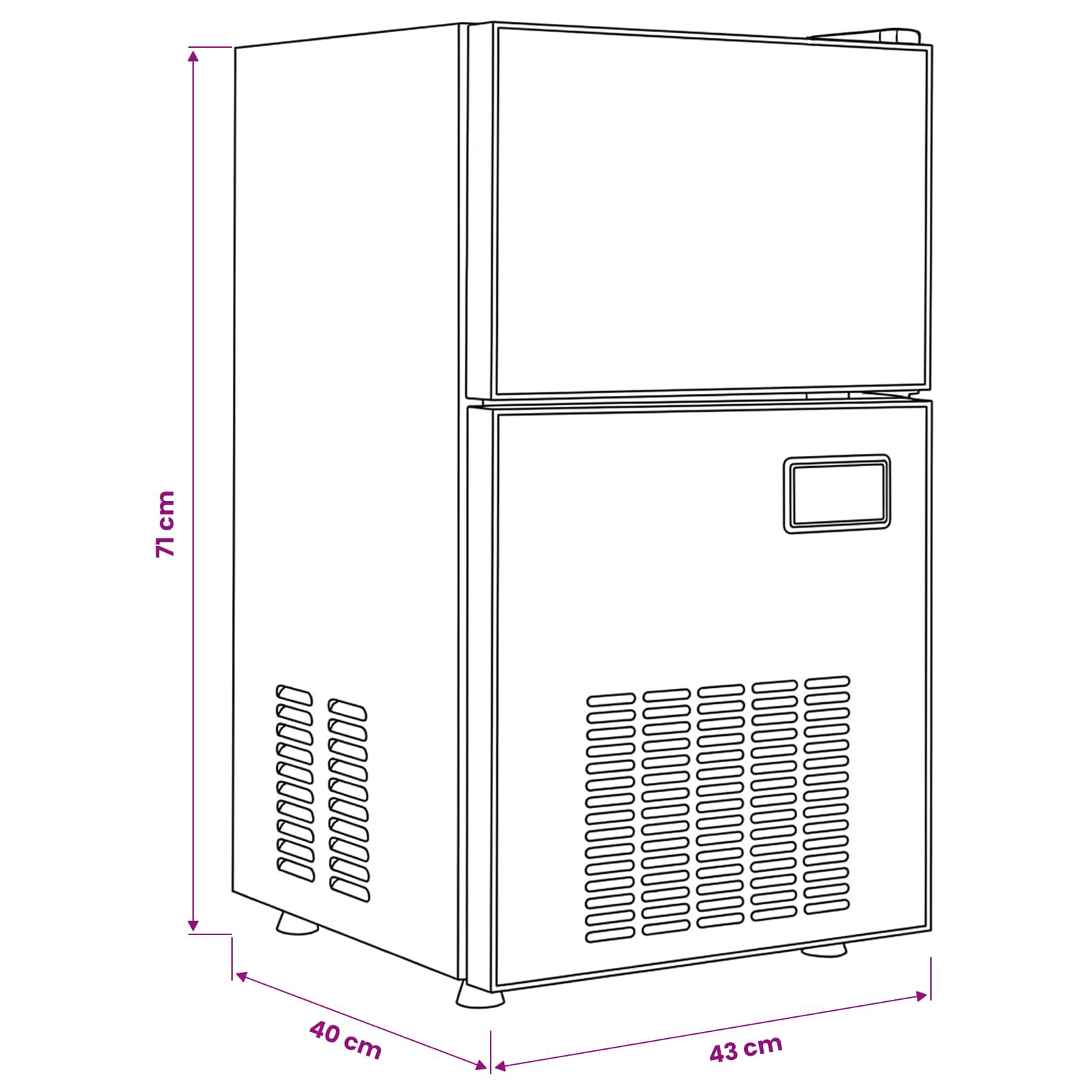 vidaXL Producent kostek lodu Srebrny 43 x 40 x 71 cm Stal nierdzewna