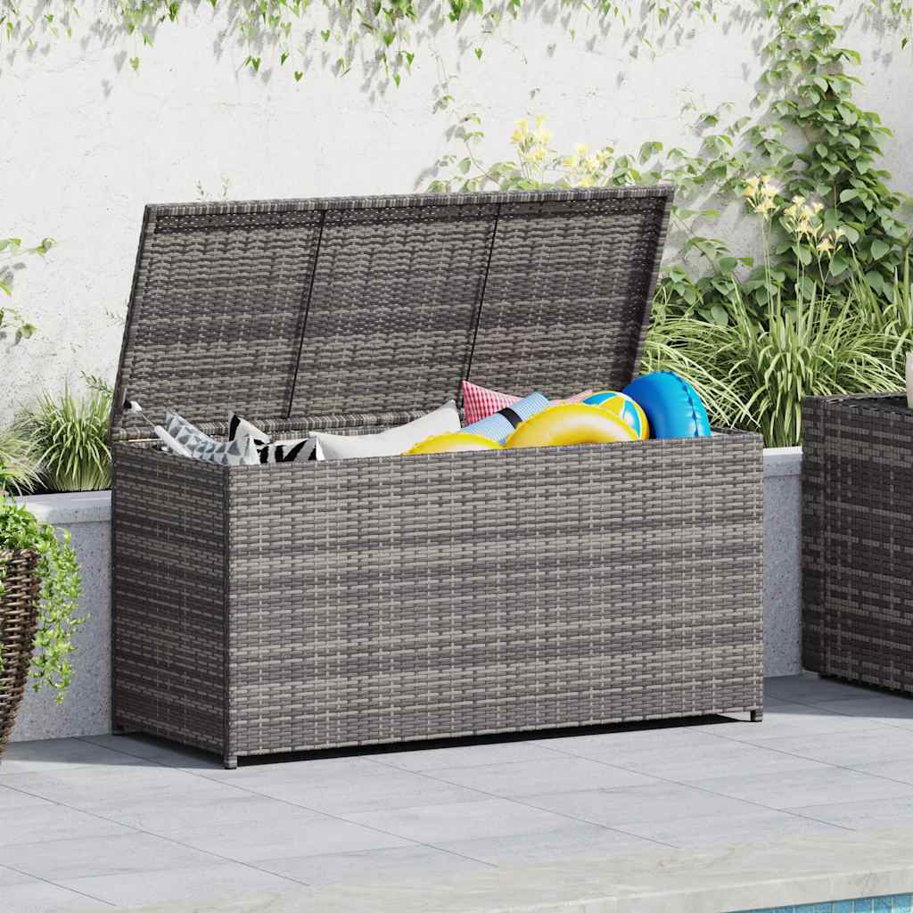 vidaXL Skrzynia ogrodowa, szara, 120 x 50 x 60 cm, rattan PE