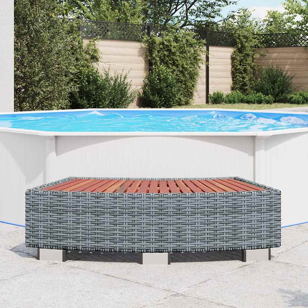 vidaXL Stopień do spa, szary, 92 x 45 x 25 cm, polirattanowy
