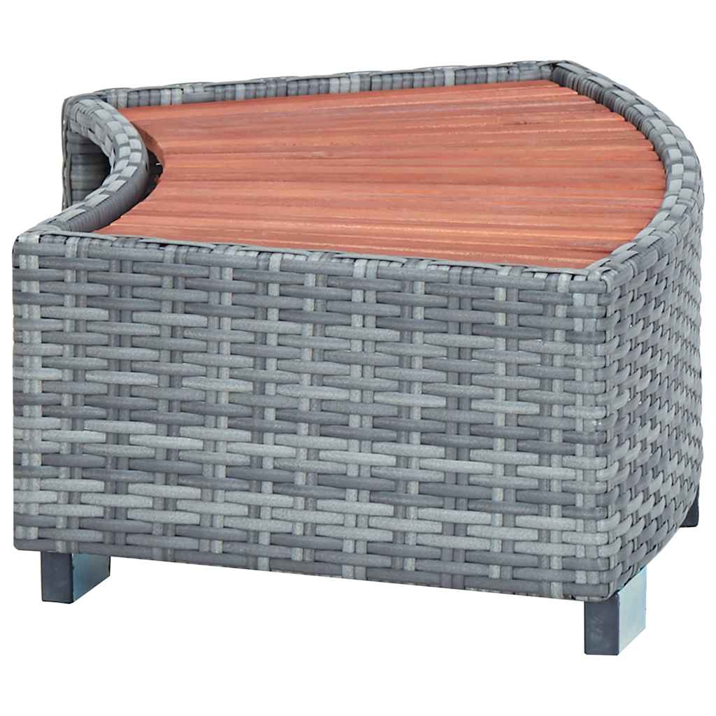 vidaXL Stopień do spa, szary, 92 x 45 x 25 cm, polirattanowy