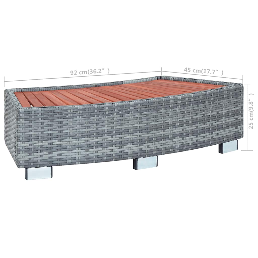 vidaXL Stopień do spa, szary, 92 x 45 x 25 cm, polirattanowy