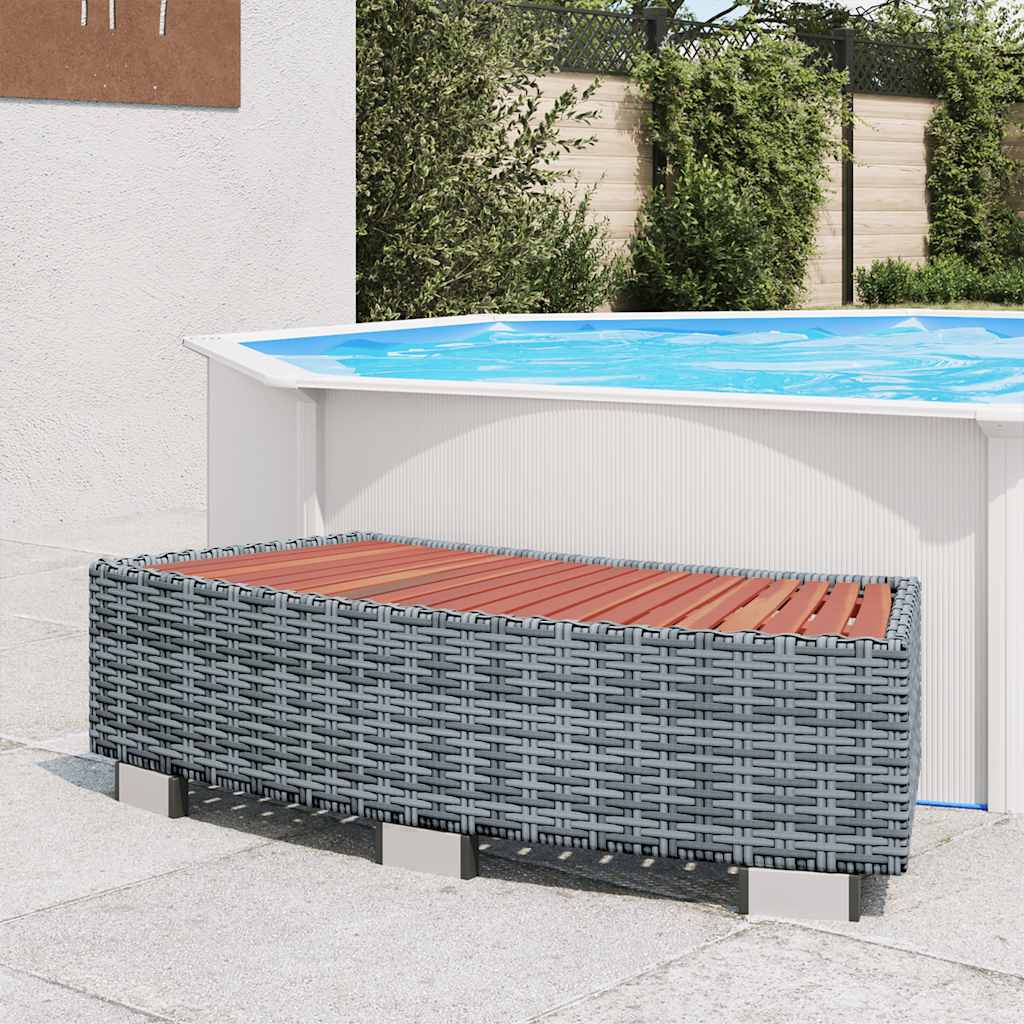 vidaXL Stopień do spa, szary, 92 x 45 x 25 cm, polirattanowy