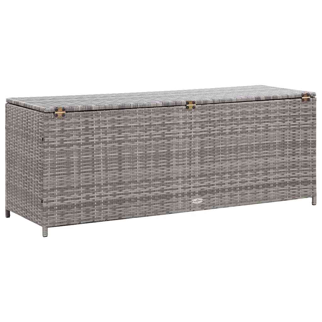 vidaXL Skrzynia ogrodowa, szara, 150 x 50 x 60 cm, rattan PE