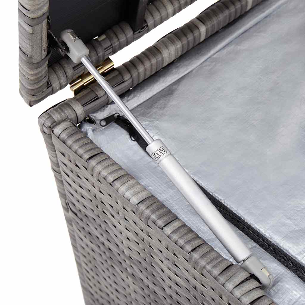 vidaXL Skrzynia ogrodowa, szara, 150 x 50 x 60 cm, rattan PE