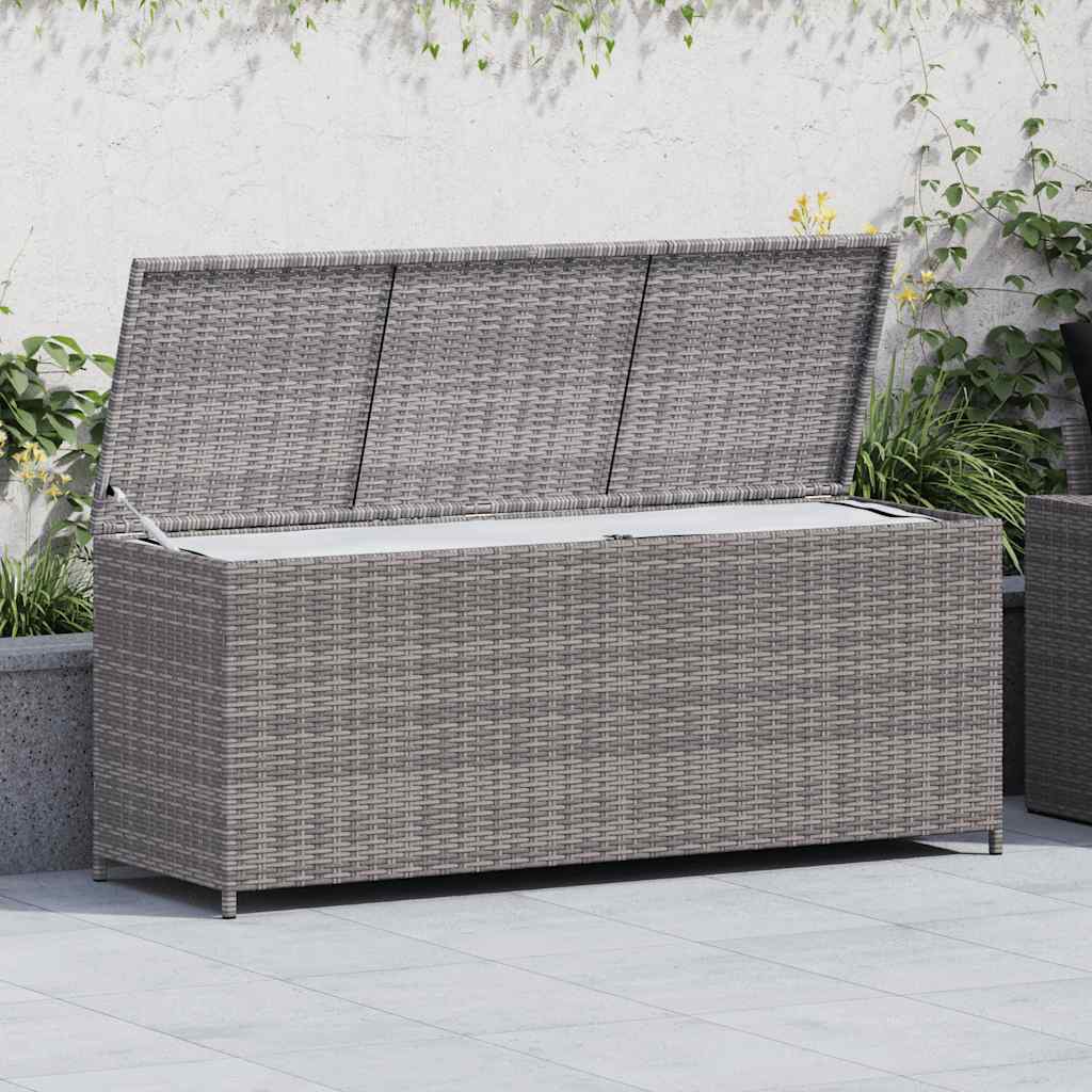vidaXL Skrzynia ogrodowa, szara, 150 x 50 x 60 cm, rattan PE