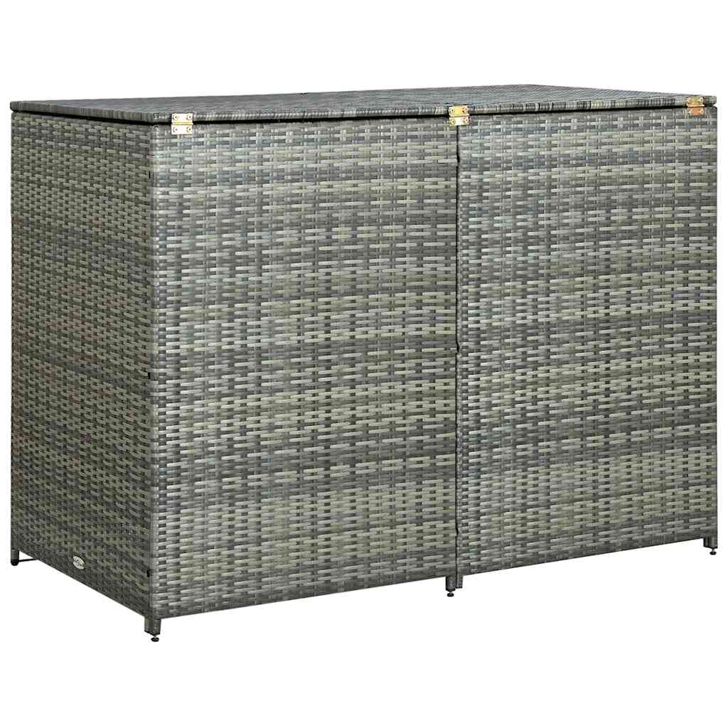 vidaXL Osłona na 2 kosze na śmieci, rattan PE, antracyt, 148x77x111 cm