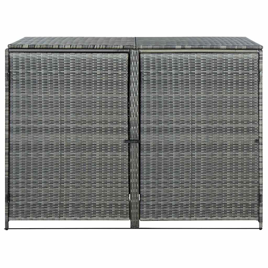 vidaXL Osłona na 2 kosze na śmieci, rattan PE, antracyt, 148x77x111 cm