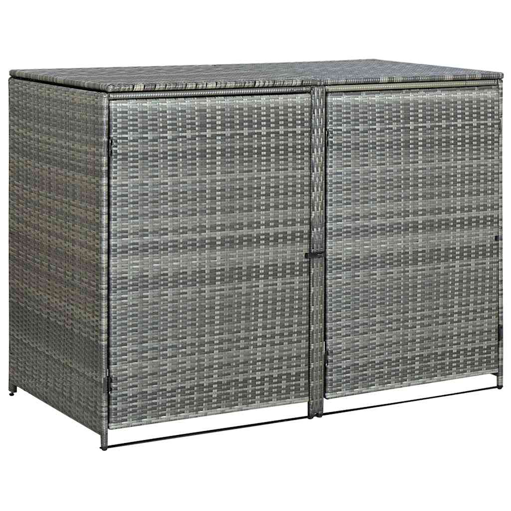 vidaXL Osłona na 2 kosze na śmieci, rattan PE, antracyt, 148x77x111 cm