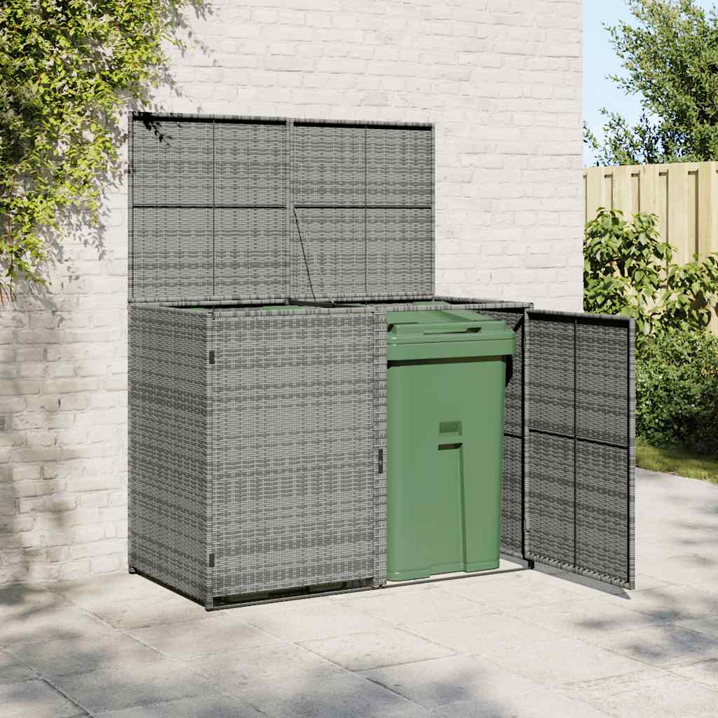 vidaXL Osłona na 2 kosze na śmieci, rattan PE, antracyt, 148x77x111 cm