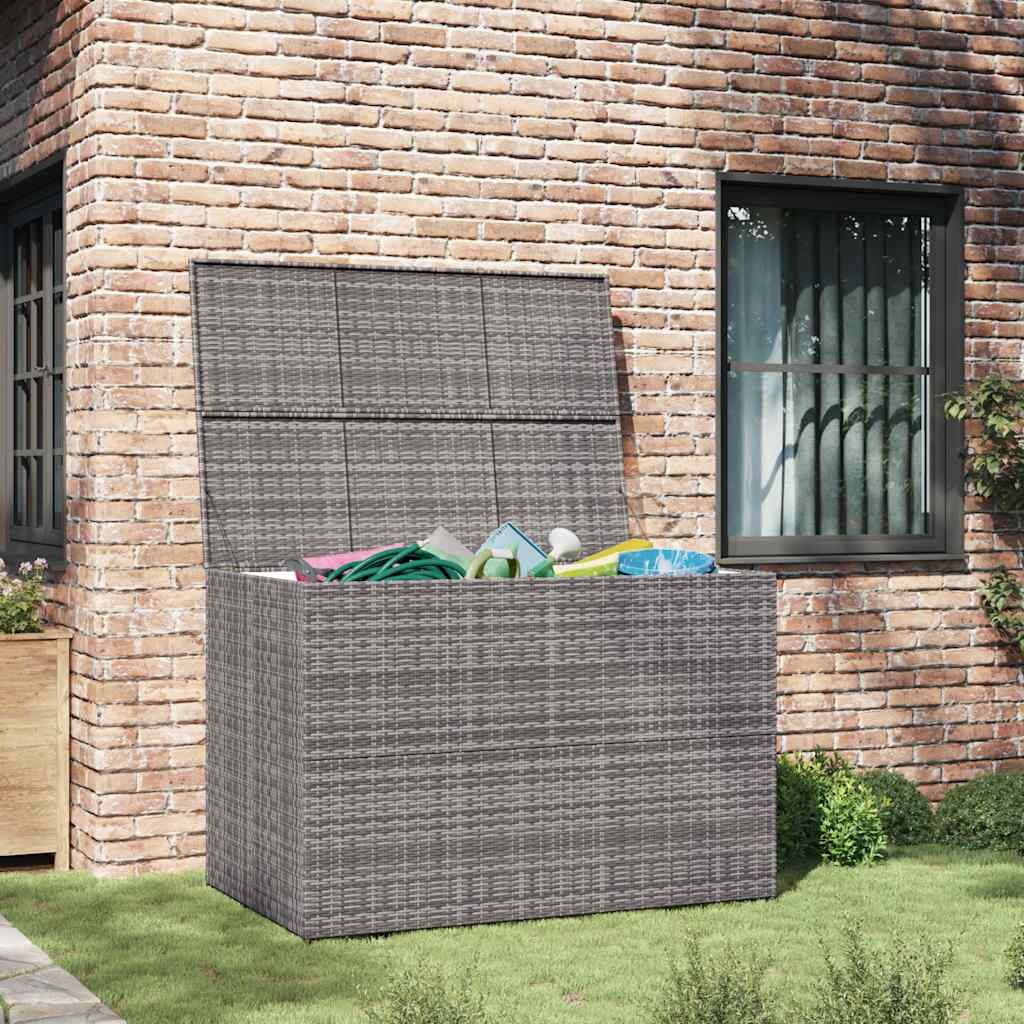 vidaXL Skrzynia ogrodowa, szara, 150 x 100 x 100 cm, rattan PE