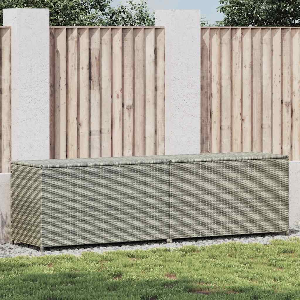 vidaXL Skrzynia ogrodowa z polirattanu, 200 x 50 x 60 cm, szara