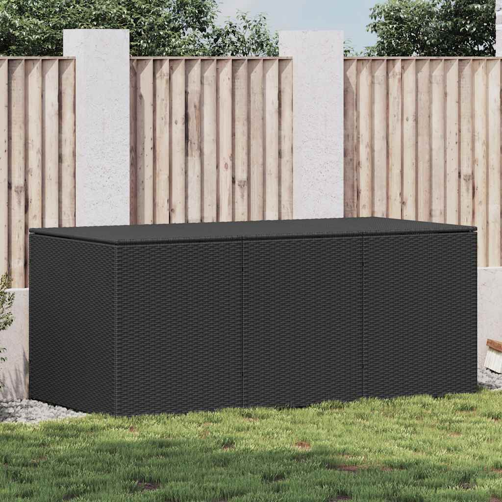 vidaXL Skrzynia ogrodowa z polirattanu, 180 x 90 x 70 cm, czarna