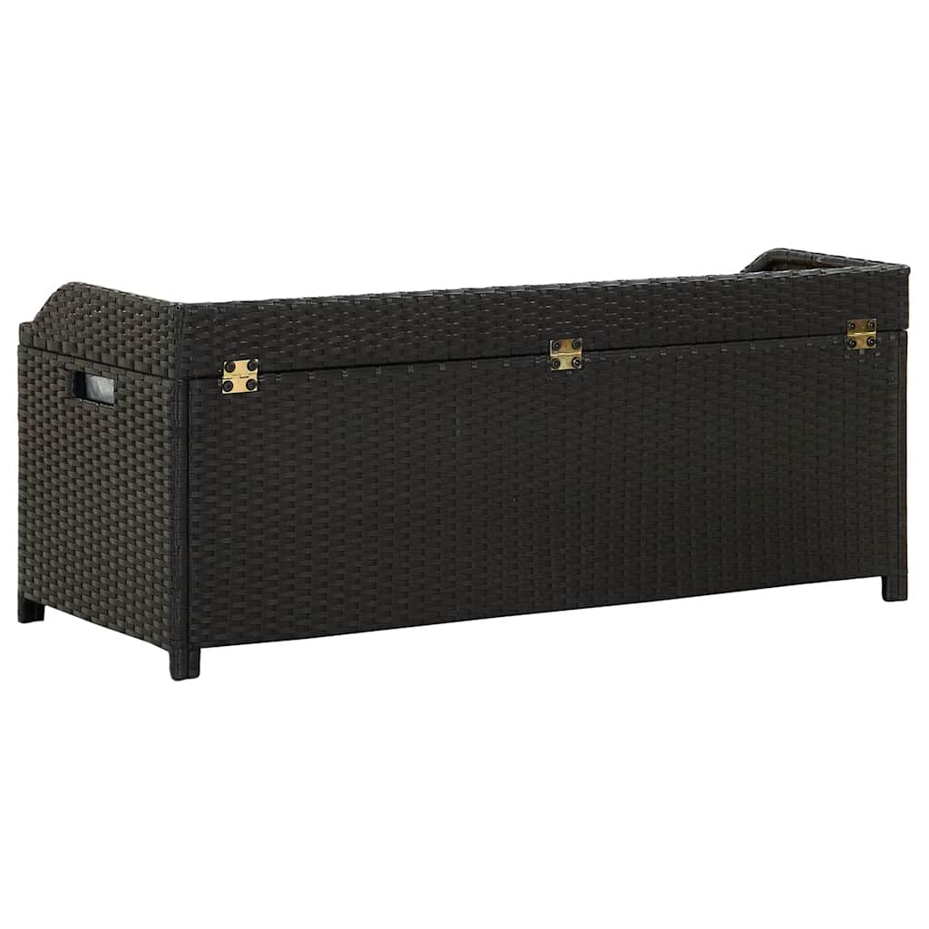 vidaXL Ławka ogrodowa ze schowkiem, 120 cm, polirattan, czarna