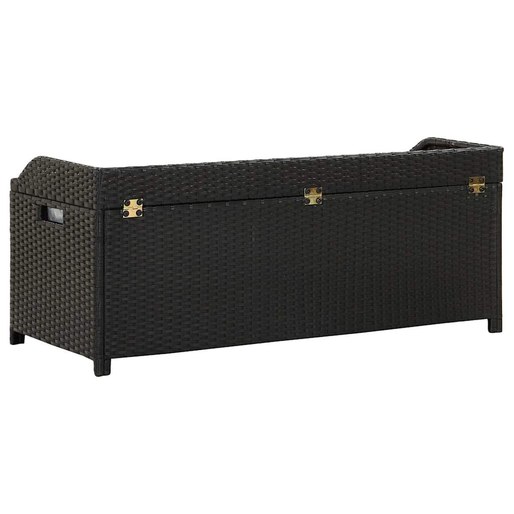 vidaXL Ławka ogrodowa ze schowkiem, 120 cm, polirattan, czarna