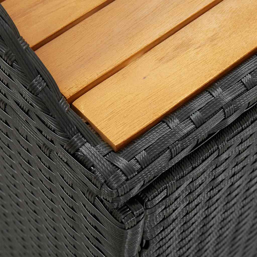vidaXL Ławka ogrodowa ze schowkiem, 120 cm, polirattan, czarna