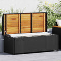 vidaXL Ławka ogrodowa ze schowkiem, 120 cm, polirattan, czarna
