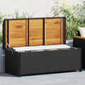 vidaXL Ławka ogrodowa ze schowkiem, 120 cm, polirattan, czarna