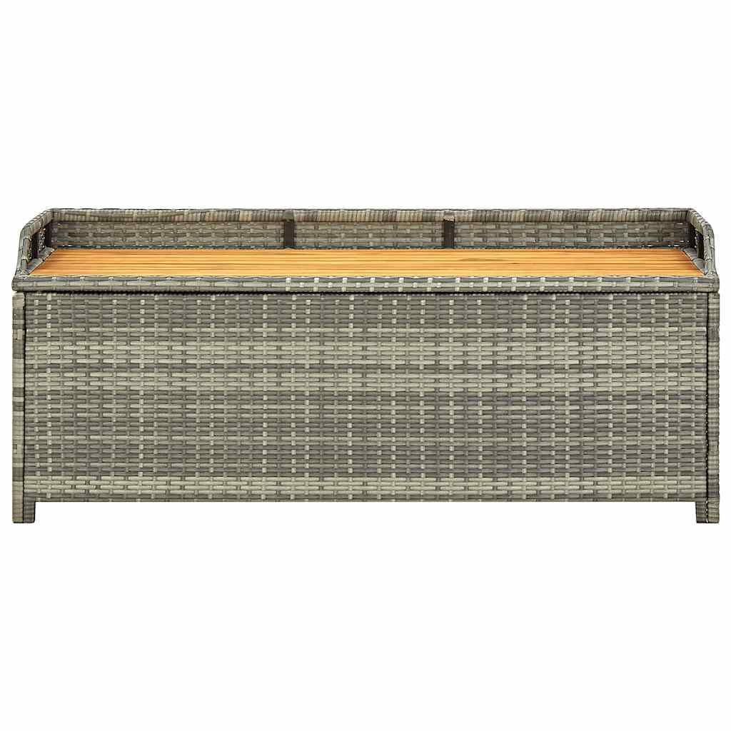vidaXL Ławka ogrodowa ze schowkiem, 120 cm, polirattan, szara