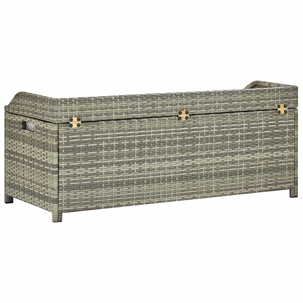vidaXL Ławka ogrodowa ze schowkiem, 120 cm, polirattan, szara