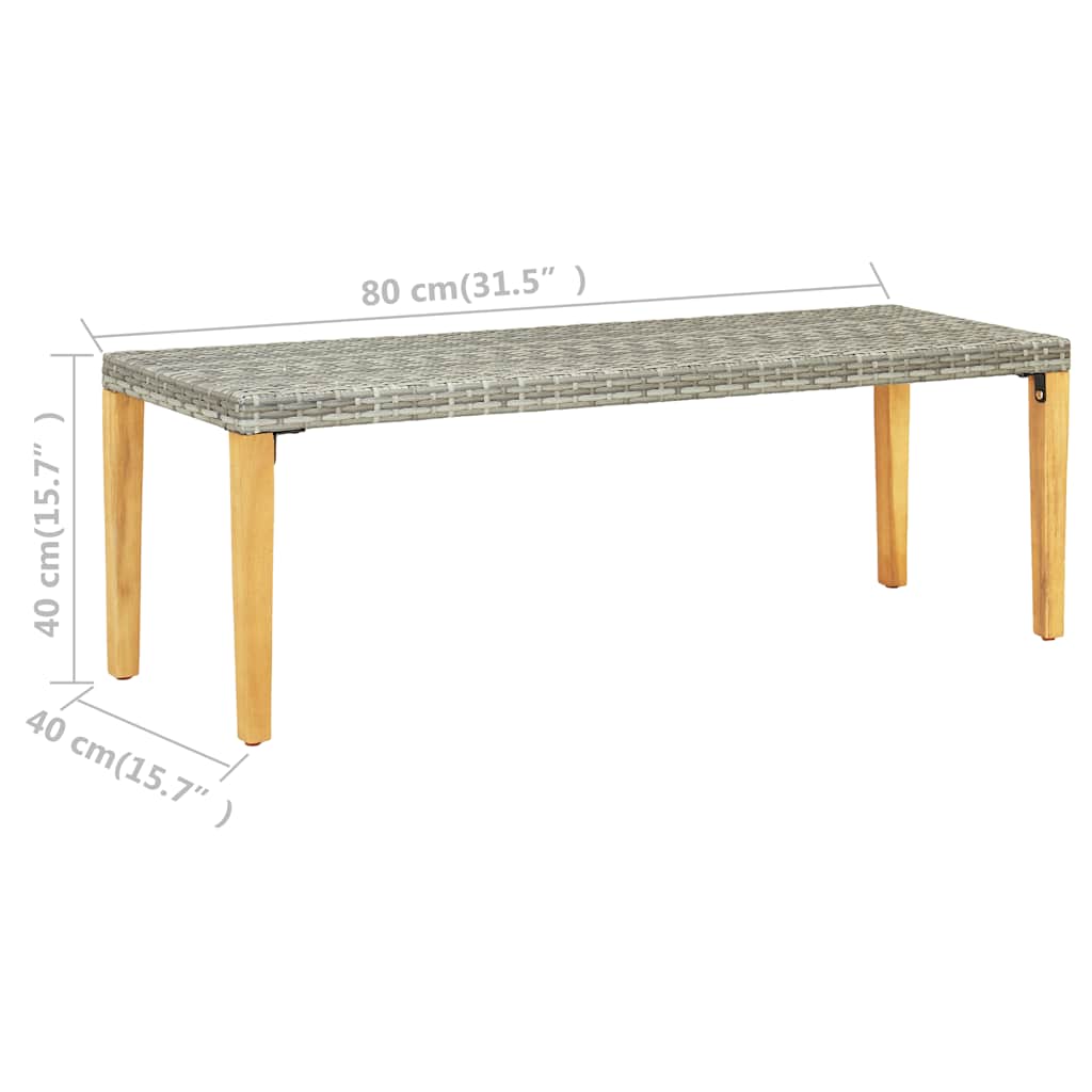 vidaXL Ławka ogrodowa, 80 cm, polirattan, szara