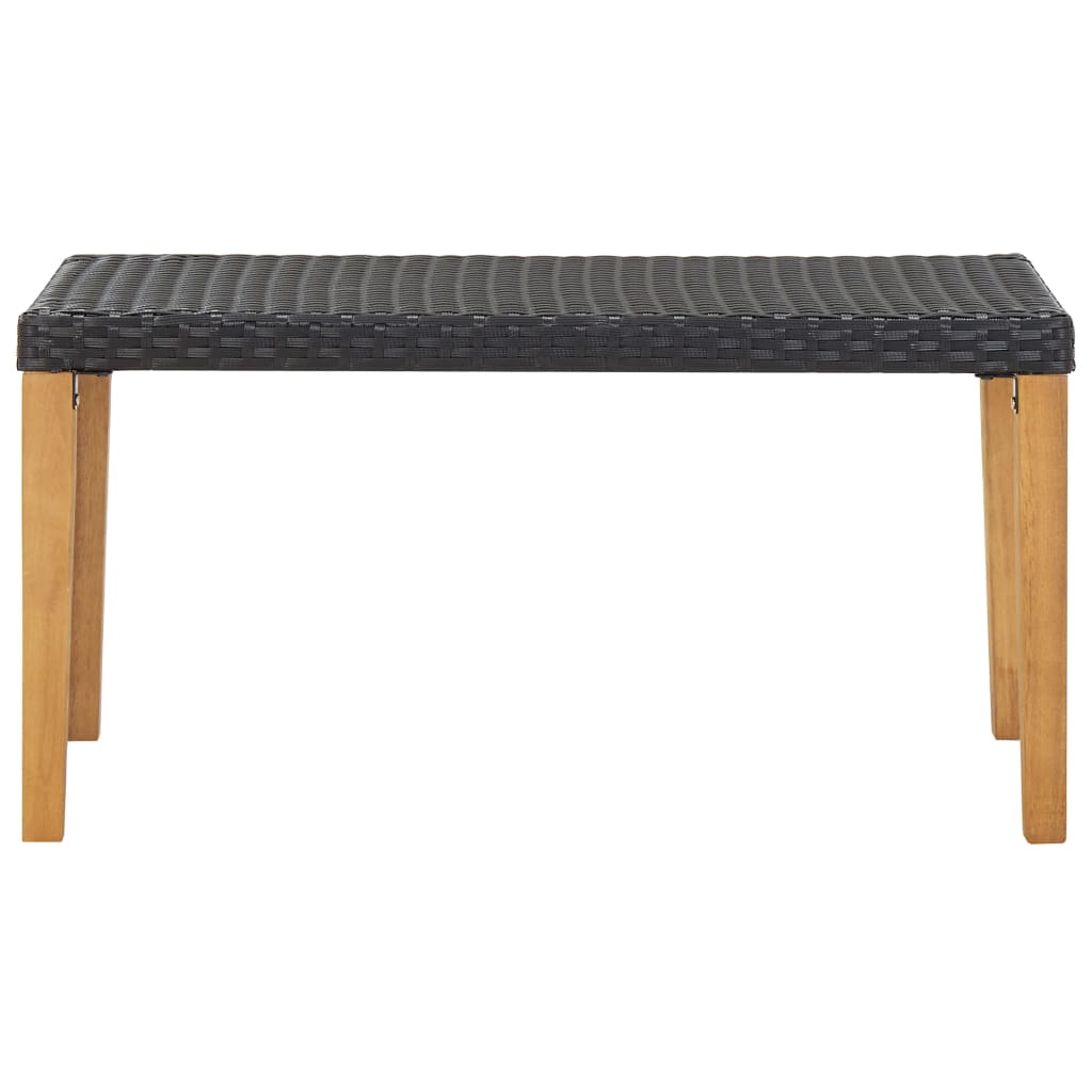 vidaXL Ławka ogrodowa, 120 cm, czarna, polirattan i drewno akacjowe