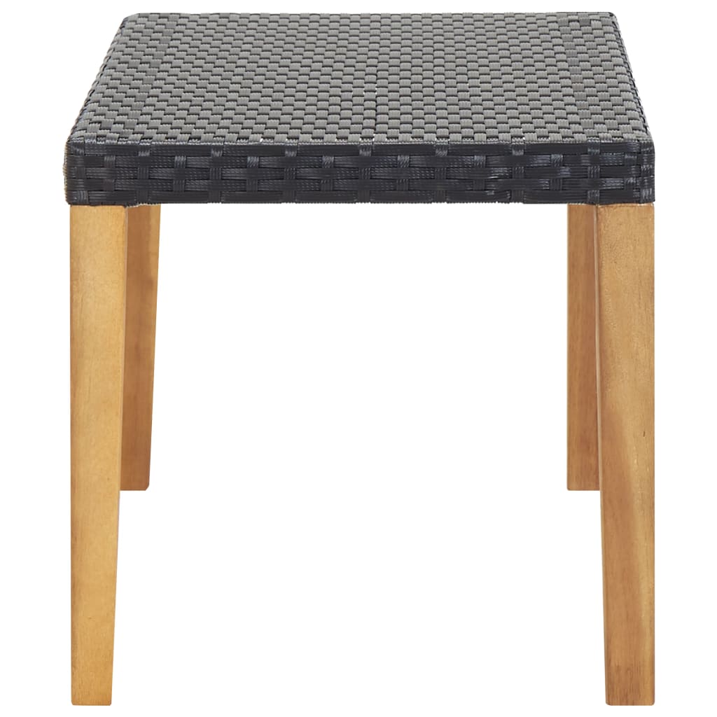 vidaXL Ławka ogrodowa, 120 cm, czarna, polirattan i drewno akacjowe
