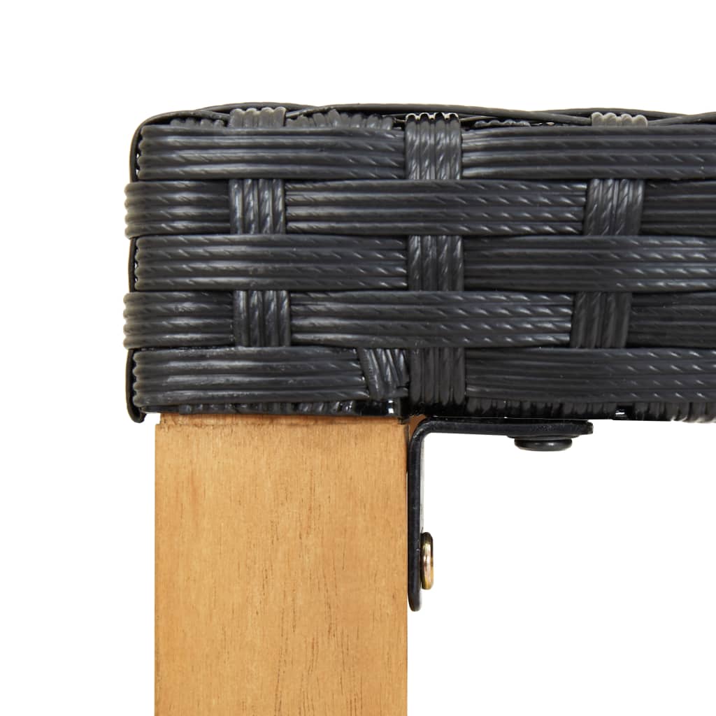 vidaXL Ławka ogrodowa, 120 cm, czarna, polirattan i drewno akacjowe