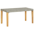 vidaXL Ławka ogrodowa, 120 cm, szara, polirattan i drewno akacjowe