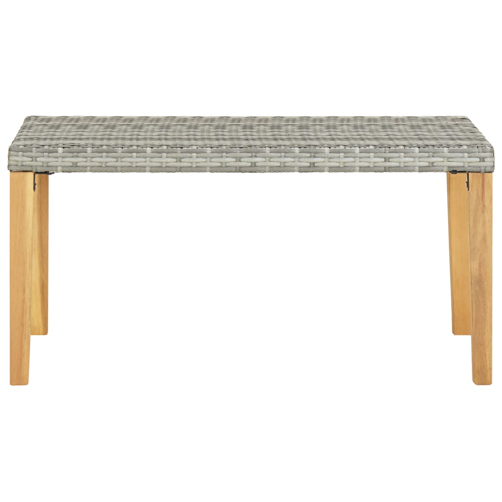 vidaXL Ławka ogrodowa, 120 cm, szara, polirattan i drewno akacjowe