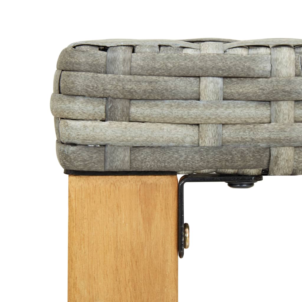 vidaXL Ławka ogrodowa, 120 cm, szara, polirattan i drewno akacjowe