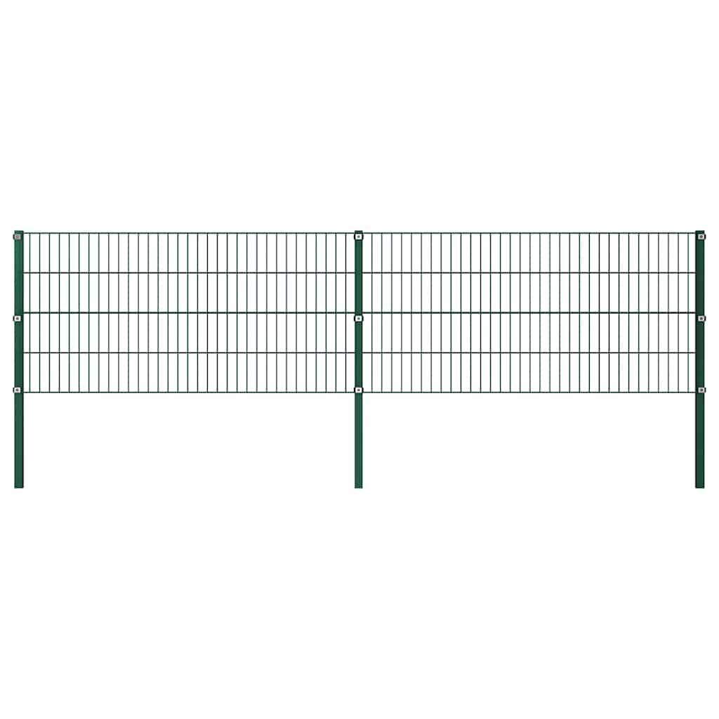 vidaXL Panel ogrodzeniowy ze słupkami żelaznymi 349x80 cm zielony