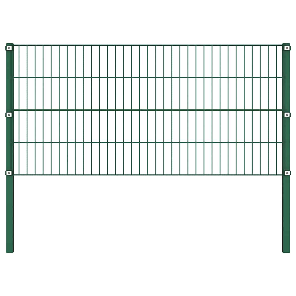 vidaXL Panel ogrodzeniowy ze słupkami żelaznymi 349x80 cm zielony