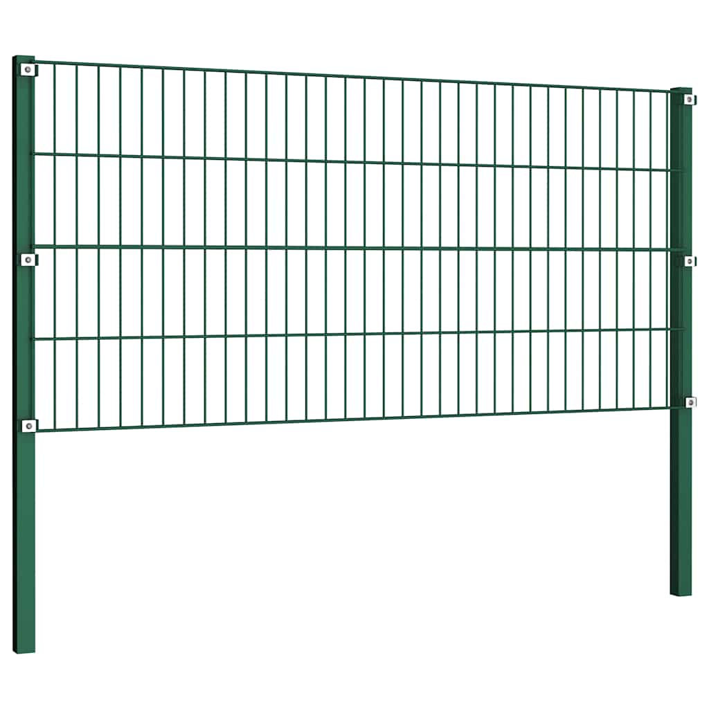vidaXL Panel ogrodzeniowy ze słupkami żelaznymi 349x80 cm zielony