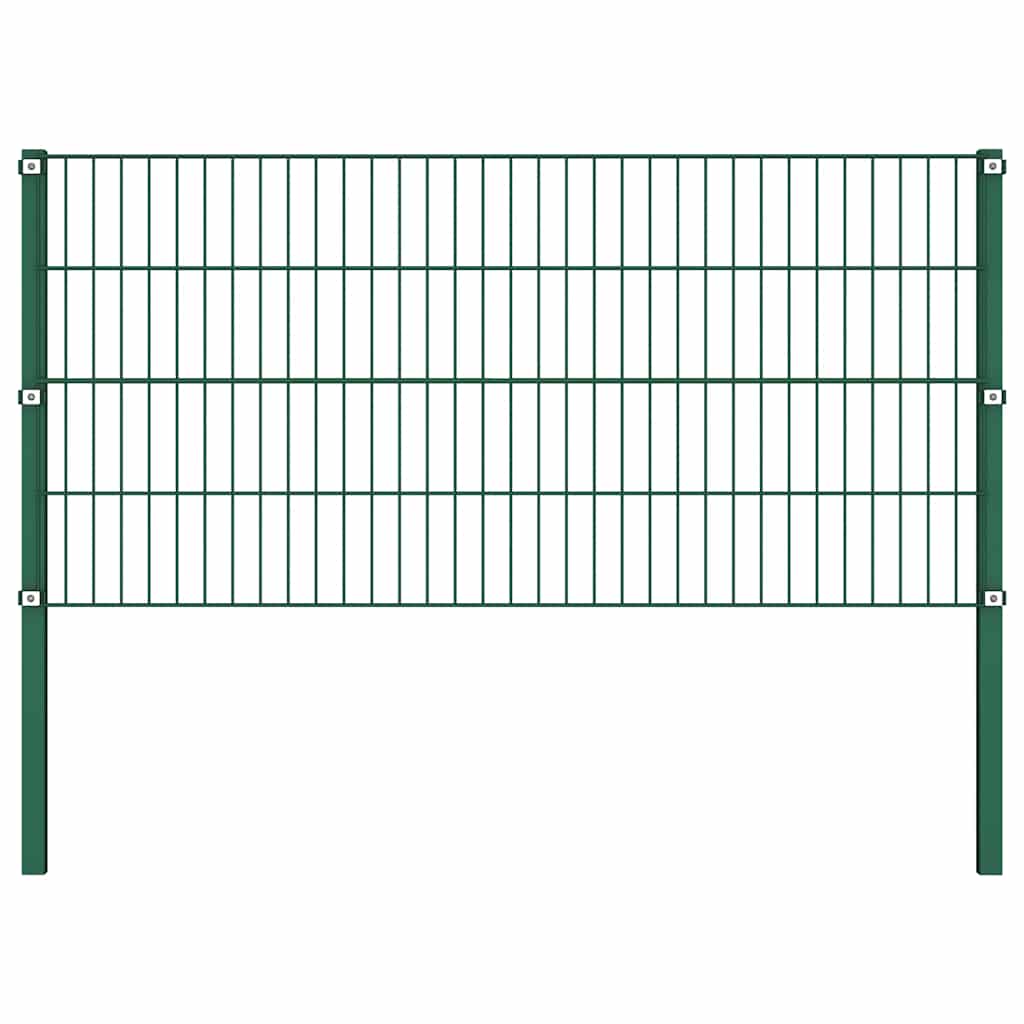 vidaXL Panel ogrodzeniowy ze słupkami żelaznymi 1212x80 cm zielony