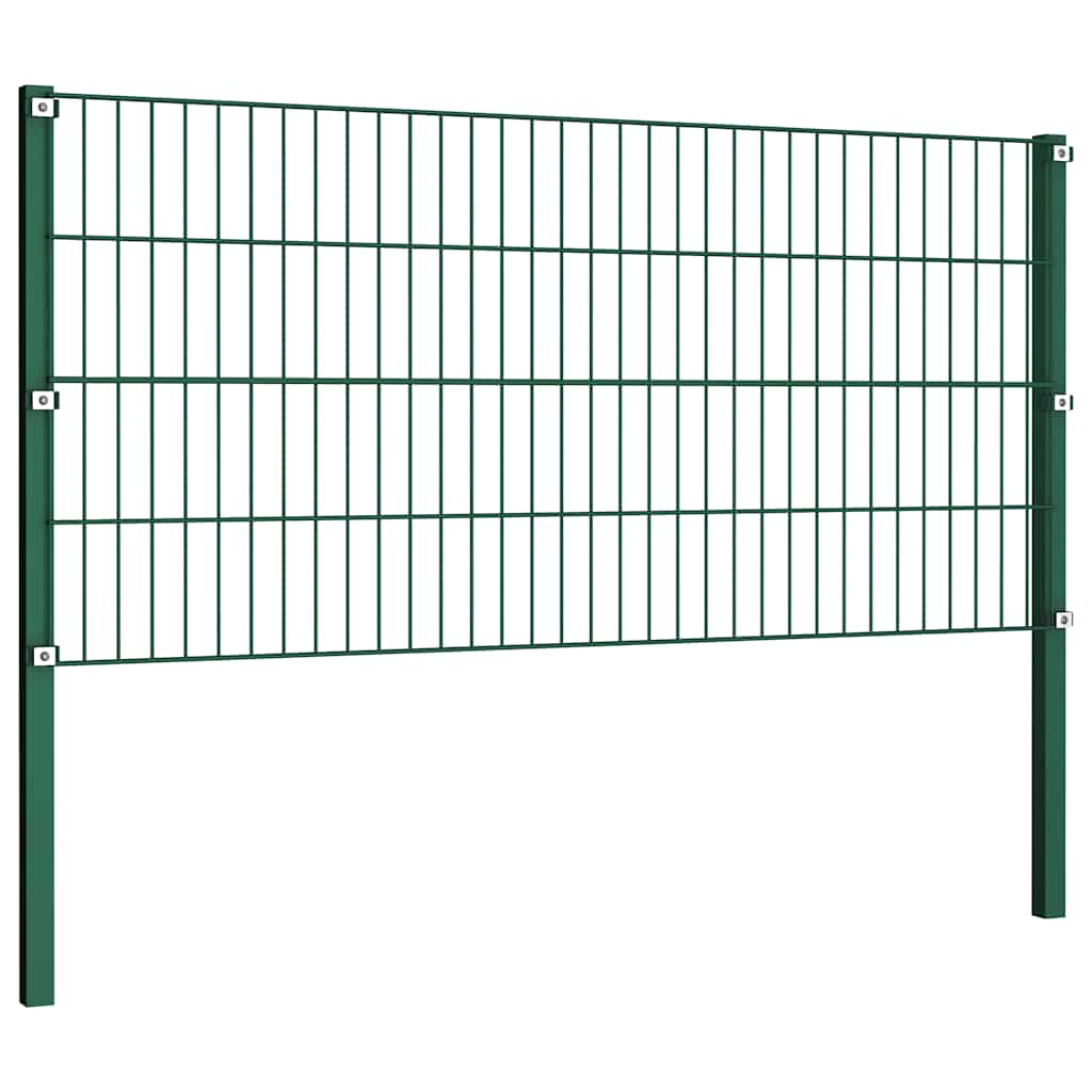vidaXL Panel ogrodzeniowy ze słupkami żelaznymi 1557,5x80 cm zielony