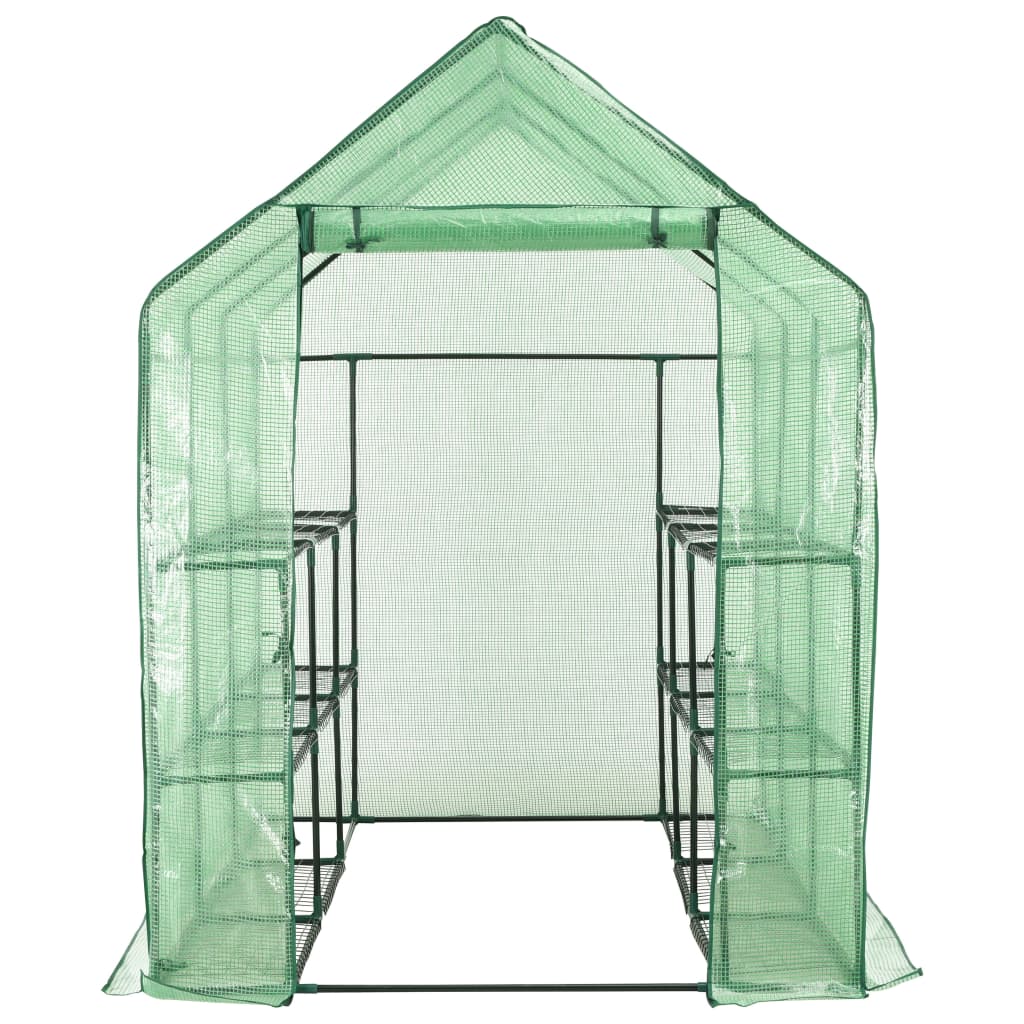 vidaXL Szklarnia ogrodowa z 12 półkami, stal, 143x214x196 cm