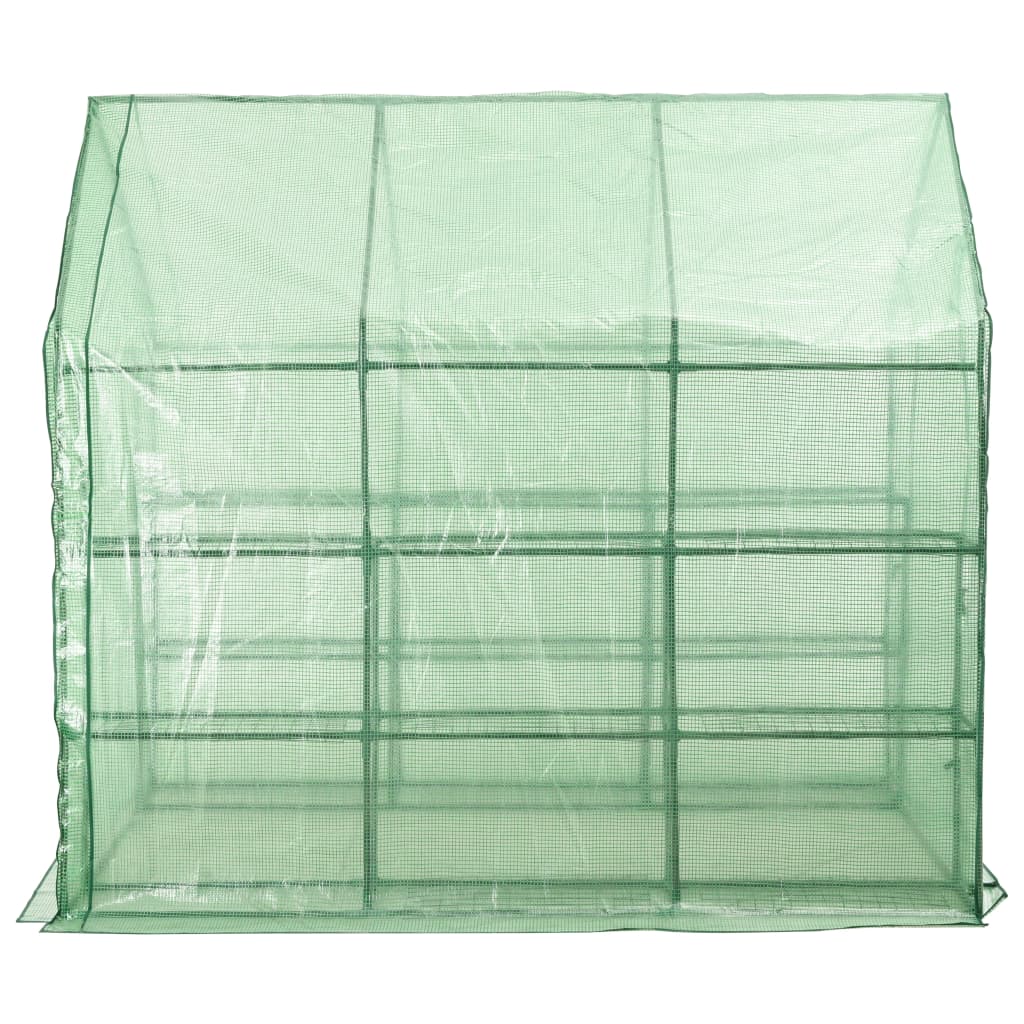vidaXL Szklarnia ogrodowa z 12 półkami, stal, 143x214x196 cm