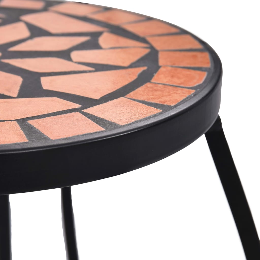 vidaXL Stoliki mozaikowe, 3 szt., ceramiczne, kolor terakotowy