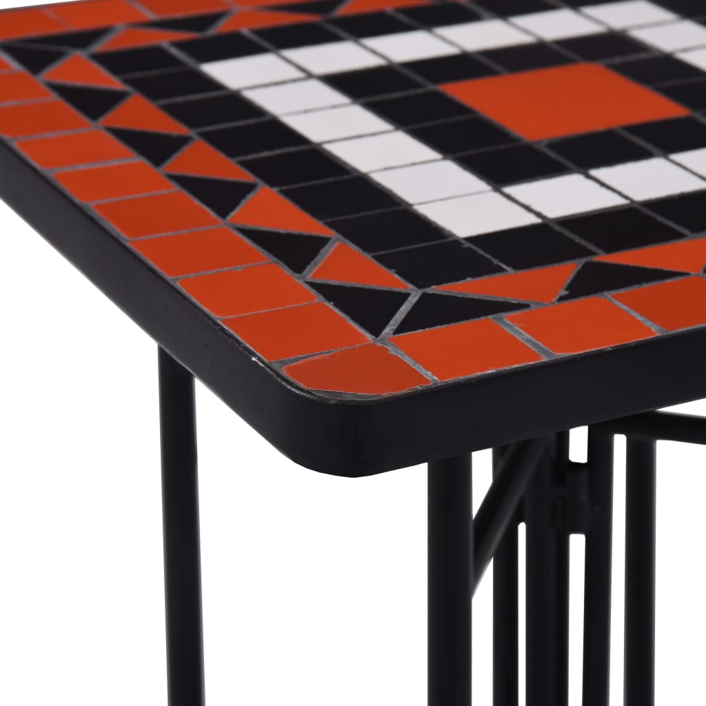 vidaXL Stolik mozaikowy, terakotowo-biały, ceramiczny