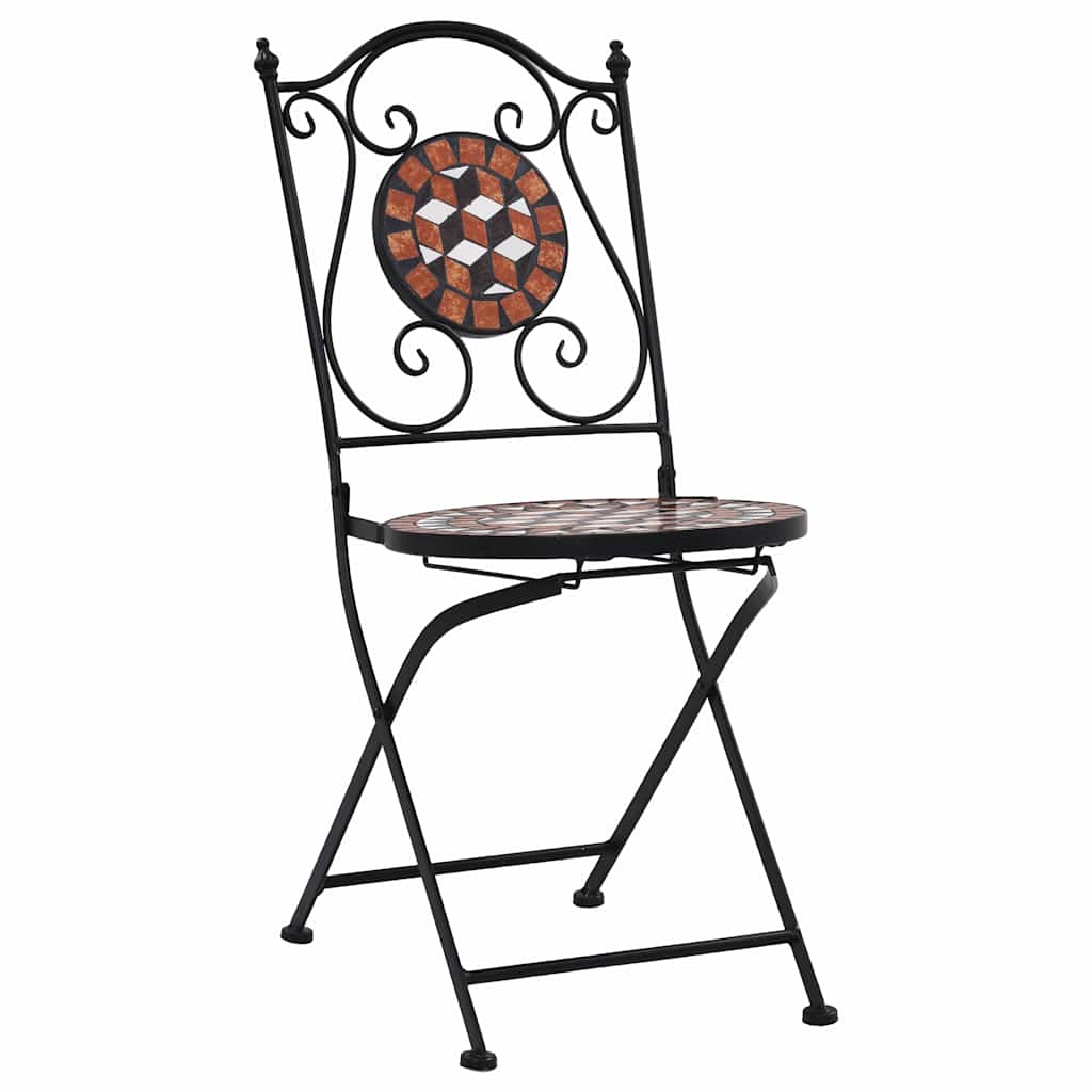 vidaXL Mozaikowe krzesła bistro, 2 szt, brązowe, ceramiczne
