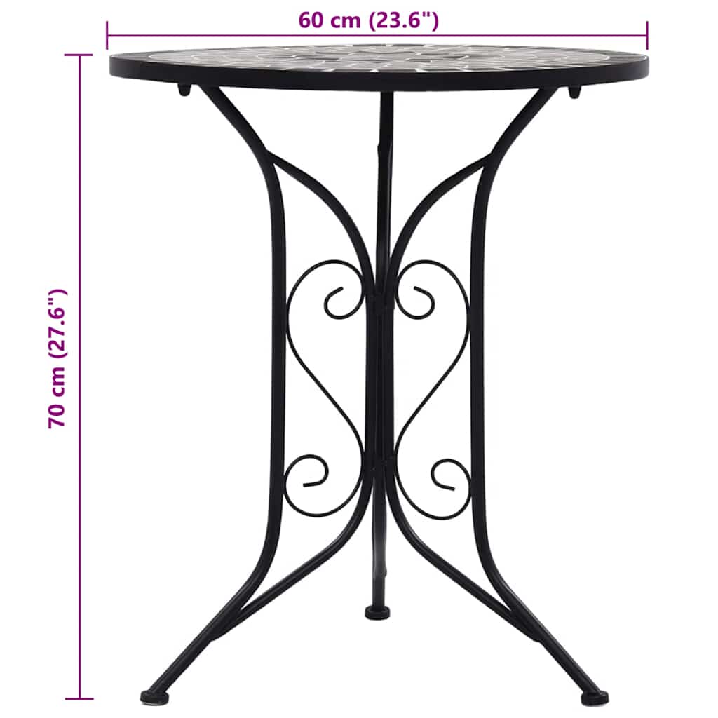 vidaXL Mozaikowy stolik bistro, szary, 60 cm, ceramiczny