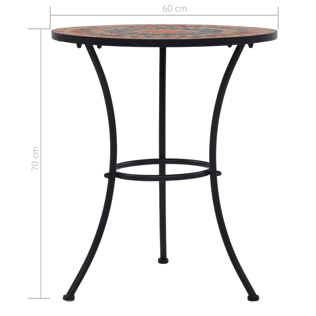 vidaXL Mozaikowy stolik bistro, pomarańczowo-szary, 60 cm, ceramiczny