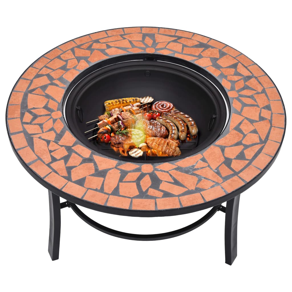 vidaXL Palenisko z mozaiką, terakota, 68 cm, ceramika